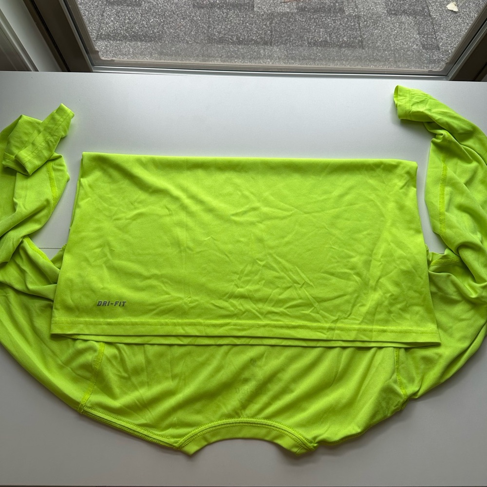 Mens Nike dri-fit long sleeve shirt neon yellow - Picture 6 of 12